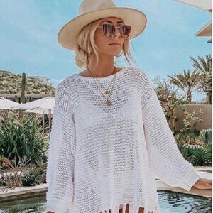 The Lady & The Sailor Crafted In The USA For Seaside‎ Luxe Linen Long Sleeve Top